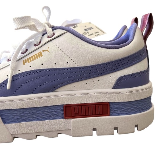 NWT Puma Womens Mayze Lace Up Platform Sneakers Shoes Size 8 Lilac-White - Picture 5 of 10